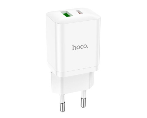 Мережевий зарядний пристрій HOCO N28 Founder PD20W+QC3.0 charger set(C to iP) White (6931474783530)