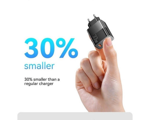 Зарядний пристрій ESSAGER ECT33W Gan 1USB 1T-C 33W black (ECT33W-LJB01-Z)