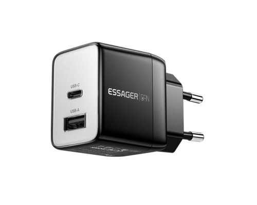 Зарядний пристрій ESSAGER ECT33W Gan 1USB 1T-C 33W black (ECT33W-LJB01-Z)