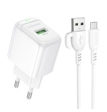 Мережевий зарядний пристрій BOROFONE BAS42A Potential single-port QC3.0 charger set(Micro)(EU) White (6941991113796)