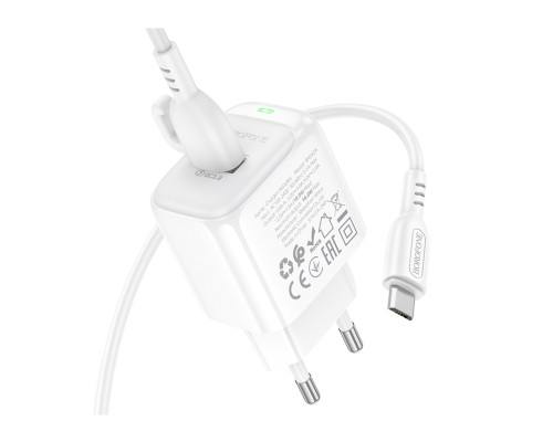 Мережевий зарядний пристрій BOROFONE BAS42A Potential single-port QC3.0 charger set(Micro)(EU) White (6941991113796)