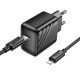 Мережевий зарядний пристрій HOCO CS24A Puerto single-port PD25W charger set (C to iP)(EU) Black (6942007639767)