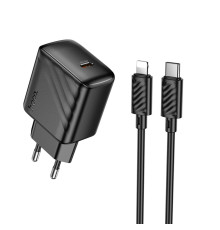 Мережевий зарядний пристрій HOCO CS24A Puerto single-port PD25W charger set (C to iP)(EU) Black (6942007639767)