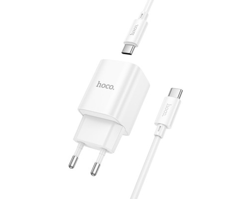 Мережевий зарядний пристрій HOCO C149A Charm PD30W+QC3.0 charger set (C to C)(EU) White (6942007630351)