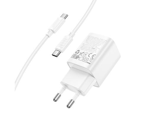 Мережевий зарядний пристрій HOCO C149A Charm PD30W+QC3.0 charger set (C to C)(EU) White (6942007630351)