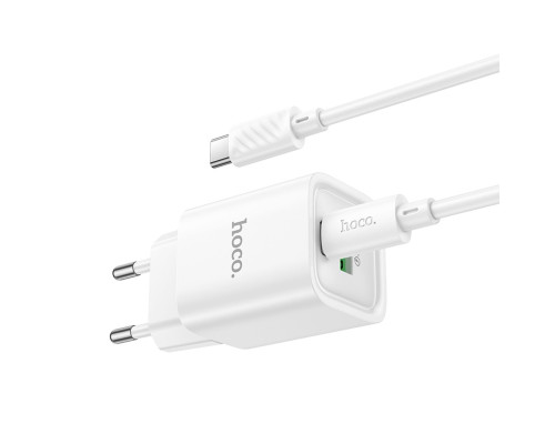 Мережевий зарядний пристрій HOCO C149A Charm PD30W+QC3.0 charger set (C to C)(EU) White (6942007630351)