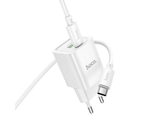 Мережевий зарядний пристрій HOCO C149A Charm PD30W+QC3.0 charger set (C to C)(EU) White (6942007630351)