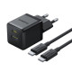 Мережевий зарядник пристрій Baseus Palm Fast Charger C+U 30W EU Cluster Black (with Baseus Mini White Cable USB-C to USB-C 60W (20V/3A) 1m) (P1011160A113-01)