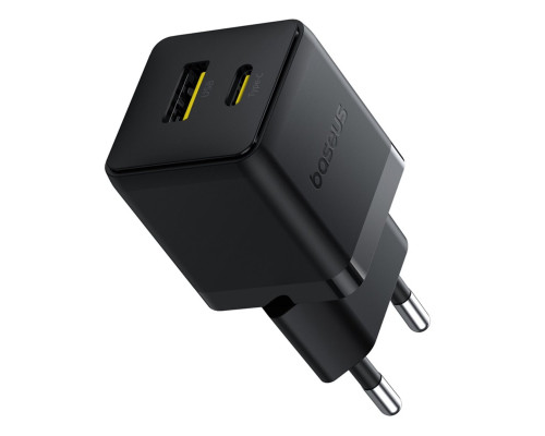 Мережевий зарядник пристрій Baseus Palm Fast Charger C+U 30W EU Cluster Black (with Baseus Mini White Cable USB-C to USB-C 60W (20V/3A) 1m) (P1011160A113-01)