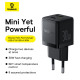 Мережевий зарядник пристрій Baseus Palm Fast Charger C+U 30W EU Cluster Black (with Baseus Mini White Cable USB-C to USB-C 60W (20V/3A) 1m) (P1011160A113-01)