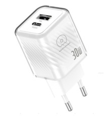 Мережевий зарядний пристрій WUW-C228 30W Gan Charger USB C + USB C white (C228)