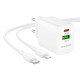 Мережевий зарядний пристрій BOROFONE BN29 Fuente PD30W+QC3.0 charger set (C to iP) (EU) White (6941991120336)
