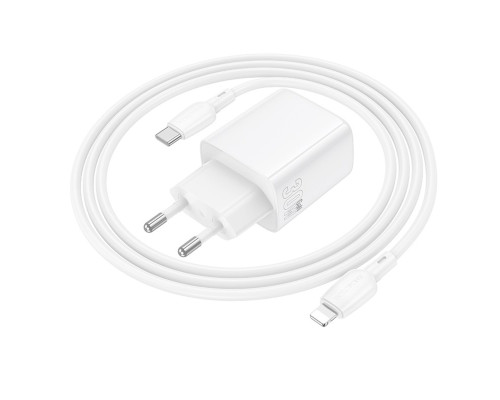 Мережевий зарядний пристрій BOROFONE BN29 Fuente PD30W+QC3.0 charger set (C to iP) (EU) White (6941991120336)