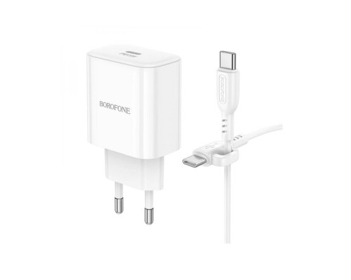 Мережевий зарядний пристрій BOROFONE BA81A single port PD20W charger set (Type-C to Type-C) (EU) White (6941991108204)