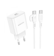 Мережевий зарядний пристрій BOROFONE BA81A single port PD20W charger set (Type-C to Type-C) (EU) White (6941991108204)