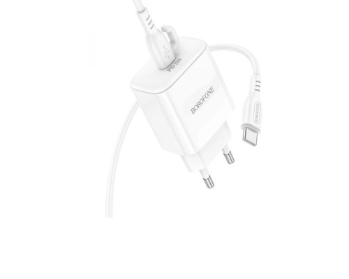 Мережевий зарядний пристрій BOROFONE BA81A single port PD20W charger set (Type-C to Type-C) (EU) White (6941991108204)