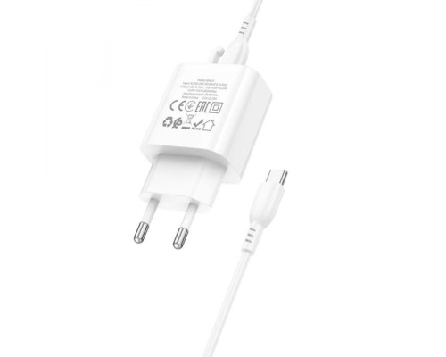 Мережевий зарядний пристрій BOROFONE BA81A single port PD20W charger set (Type-C to Type-C) (EU) White (6941991108204)