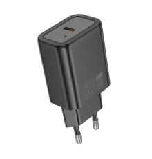 Мережевий зарядний пристрій HOCO N60 Gentle single port PD20W charger (EU) Black (6942007644174)