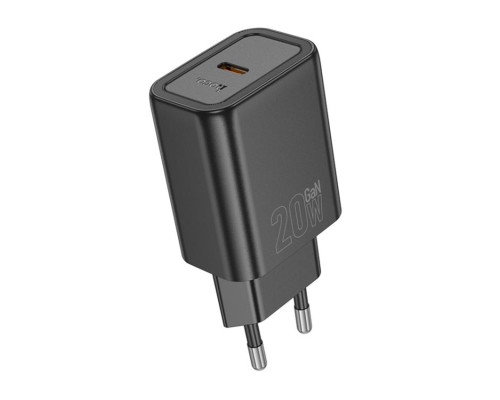 Мережевий зарядний пристрій HOCO N60 Gentle single port PD20W charger (EU) Black (6942007644174)