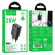Мережевий зарядний пристрій HOCO N60 Gentle single port PD20W charger (EU) Black (6942007644174)