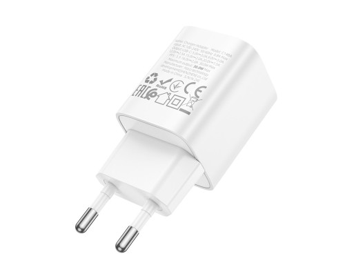 Мережевий зарядний пристрій HOCO C148A Charm single port PD30W charger (EU) White (6942007630306)
