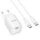 Мережевий зарядний пристрій HOCO C148A Charm single port PD30W charger set (C to C) (EU) White (6942007630320)