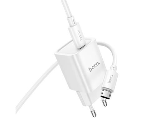 Мережевий зарядний пристрій HOCO C148A Charm single port PD30W charger set (C to C) (EU) White (6942007630320)