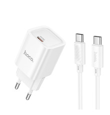 Мережевий зарядний пристрій HOCO C148A Charm single port PD30W charger set (C to C) (EU) White (6942007630320)