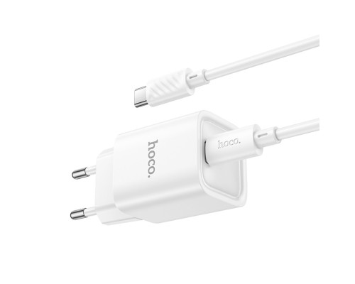 Мережевий зарядний пристрій HOCO C148A Charm single port PD30W charger set (C to C) (EU) White (6942007630320)
