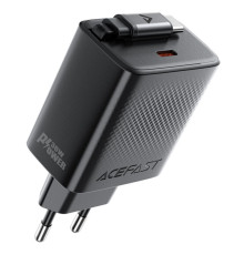 Мережевий зарядний пристрій ACEFAST A110 PD30W GaN charger (USB-C+USB-C) with retractable cable (EU) Black (6974316283942)