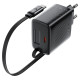 Мережевий зарядний пристрій ACEFAST A110 PD30W GaN charger (USB-C+USB-C) with retractable cable (EU) Black (6974316283942)