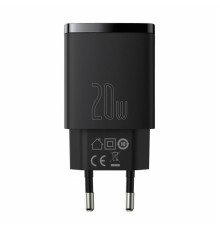 Мережевий зарядний пристрій Baseus Compact Quick Charger U+C 20W EU Black (CCXJ-B01)