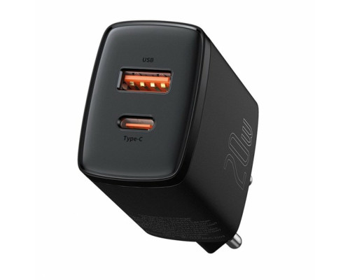Мережевий зарядний пристрій Baseus Compact Quick Charger U+C 20W EU Black (CCXJ-B01)