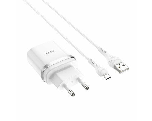 Мережевий зарядний пристрій HOCO C12Q Smart QC3.0 charger set(Micro) 18W White (6931474716286)