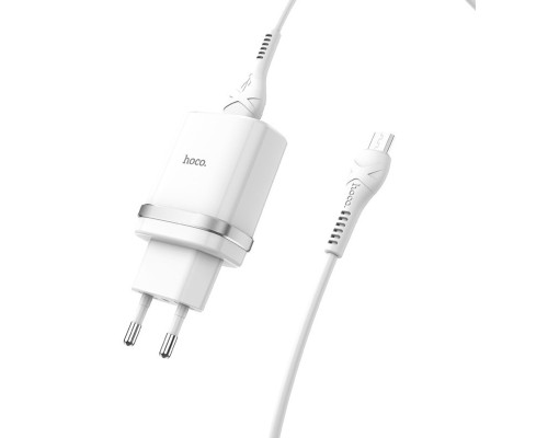 Мережевий зарядний пристрій HOCO C12Q Smart QC3.0 charger set(Micro) 18W White (6931474716286)