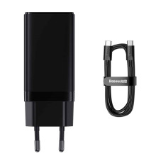 МЗП Baseus GaN3 Pro Fast Charger 2C+U 65W (Cable Type-C to Type-C 100W(20V/5A) 1m) Black (CCGP050101)