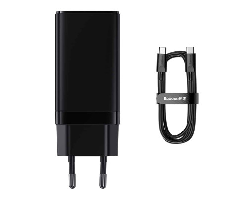 МЗП Baseus GaN3 Pro Fast Charger 2C+U 65W (Cable Type-C to Type-C 100W(20V/5A) 1m) Black (CCGP050101)