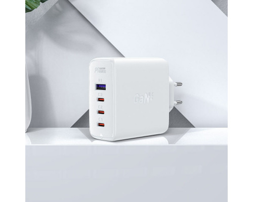 Мережевий зарядний пристрій ACEFAST A37 PD100W GaN (3*CUSB-C+USB-A) charger set White (6974316281672)