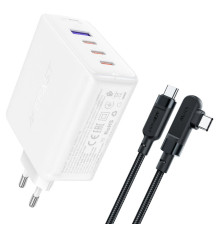 Мережевий зарядний пристрій ACEFAST A37 PD100W GaN (3*CUSB-C+USB-A) charger set White (6974316281672)