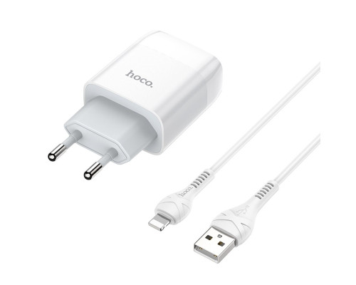 Мережевий зарядний пристрій HOCO C72A Glorious single port charger set (iP) 10.5W White (6931474712998)