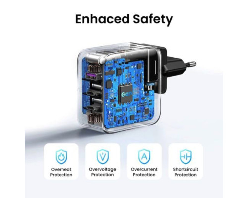 Зарядний пристрій UGREEN CD296 GaN 65W Fast Charger (3-Port)(UGR-90409) (UGR-90409)