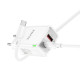 Мережевий зарядний пристрій BOROFONE BN16 Tough PD45W dual port(1C1A) charger set(Type-C to Type-C)(EU) White (6941991108440)