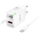 Мережевий зарядний пристрій BOROFONE BN16 Tough PD45W dual port(1C1A) charger set(Type-C to Type-C)(EU) White (6941991108440)