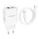 Мережевий зарядний пристрій BOROFONE BN16 Tough PD45W dual port(1C1A) charger set(Type-C to Type-C)(EU) White (6941991108440)
