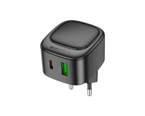 Мережевий зарядний пристрій BOROFONE BAS22A Fortune PD20W+QC3.0 charger(EU) Black (6941991109324)