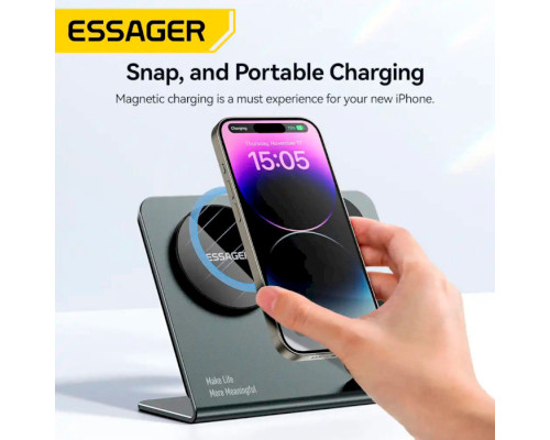 Бездротовий зарядний пристрій Essager Ruicheng desktop magnetic suction three in one wireless charging of 15W black (EWXZM-RC0G-Z)