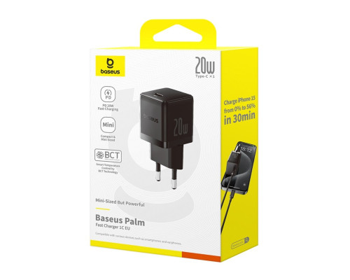 Мережевий зарядний пристрій Baseus Palm Fast Charger 1C 20W EU Cluster Black (P10111602113-00)