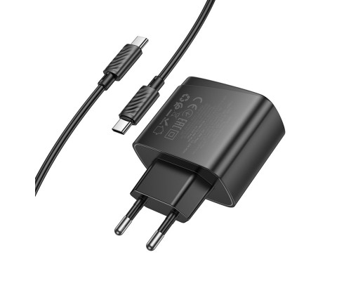 Мережевий зарядний пристрій HOCO CS63A Bright PD65W(1A1C) charger set (C to C)(EU) Black (6942007638487)