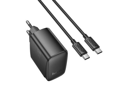 Мережевий зарядний пристрій HOCO CS63A Bright PD65W(1A1C) charger set (C to C)(EU) Black (6942007638487)