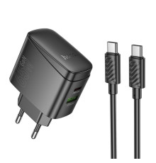 Мережевий зарядний пристрій HOCO CS63A Bright PD65W(1A1C) charger set (C to C)(EU) Black (6942007638487)